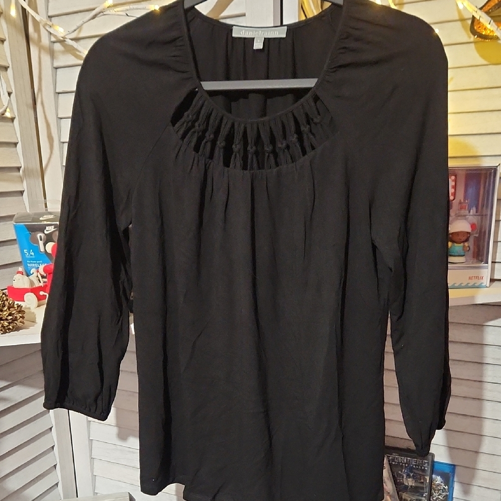Daniel Rainn Elegant Black Gathered Blouse